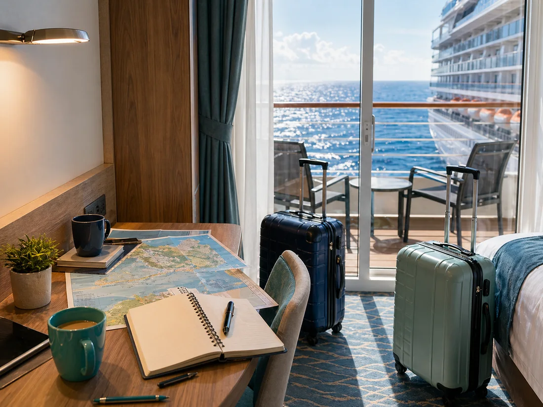 Two solo travelers planning a shared cruise cabin before booking